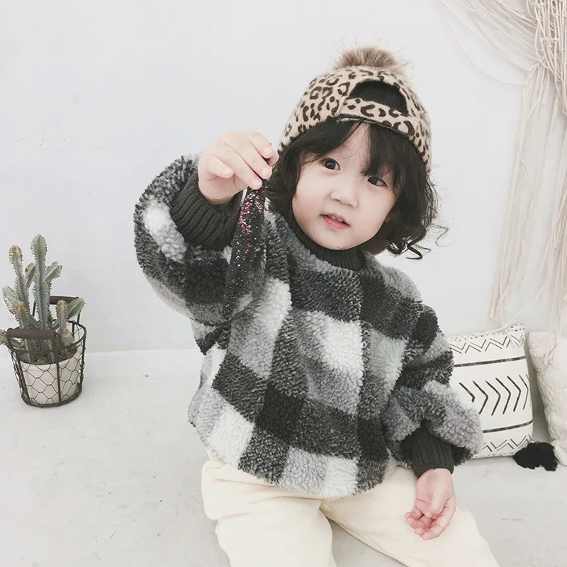 Модные детские пуловеры в Корейском стиле, Свитера для мальчиков и девочек, осенне-зимние свитера, футболка, детские клетчатые рождественские топы, футболки, одежда для малышей