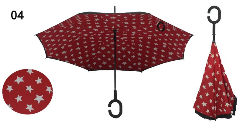 Креативный зонтик с перевернутой ручкой, анти-ветер, волокно, кость, двойной слой ткани, солнцезащитный козырек, Ультрафиолетовый зонтик - Цвет: 04