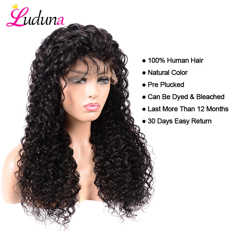 Luduna, парики из натуральных волос, Бразильская холодная завивка, парики для черных женщин с детскими волосами, предварительно сорванные 13*4, парик из кружева