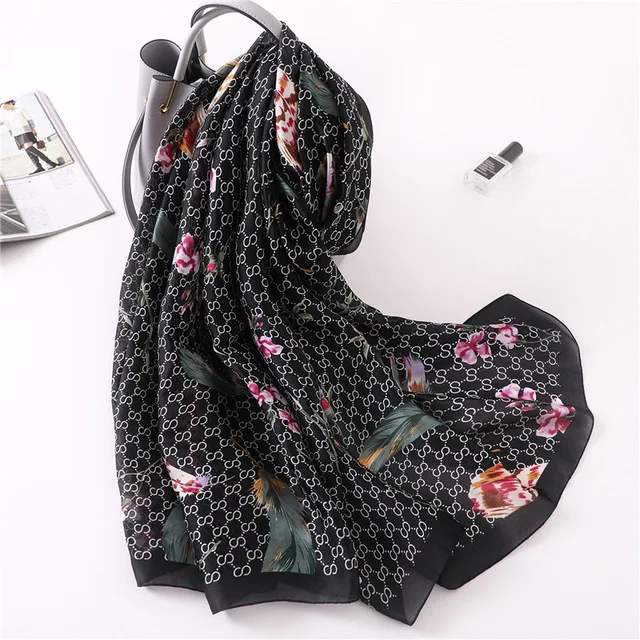 style 40 Роскошный брендовый шелковый шарф, женские пашмины шарфы, шали и палантины, бандана, шарф для волос, морщинка, шифон, хиджаб, мусслин, платок для женщин - Цвет: style 40