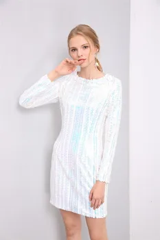 

2019 Mini Dress Sexy Celebrity Full Fashion Sequined Women Patchwork O Neck Night Club Strapless Body conParty Dresses Wholesale