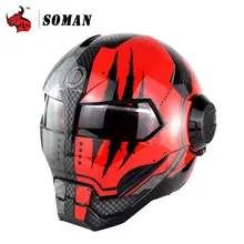 SOMAN Motorcycle Helmet Iron Man Helmet Motorbike Capacetes Casco Retro Casque Moto Riding Helmet Casque Motocross