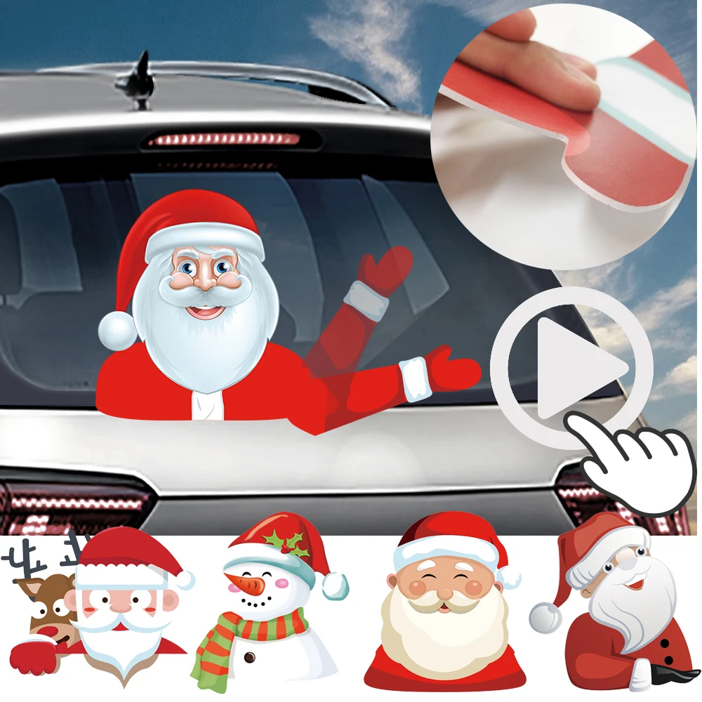 車のステッカーとデカール クリスマスのワイパーステッカーサンタクロースの面白い手を振る腕 車のスタイル リアフロントガラス 車のスタイル Aliexpress 自動車 バイク