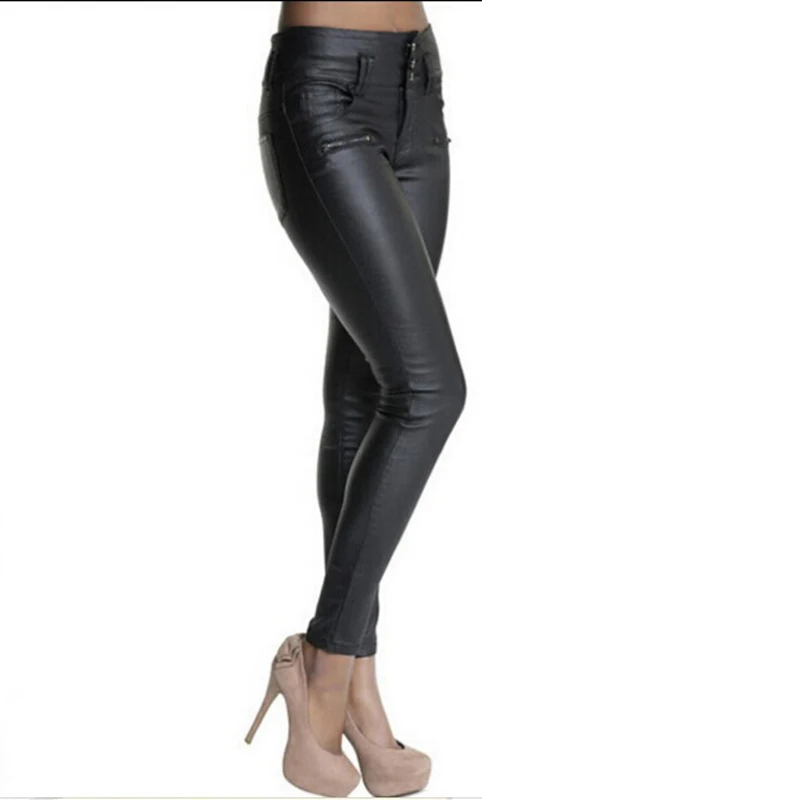 Faux Leather Trousers Pantacourt Plus 