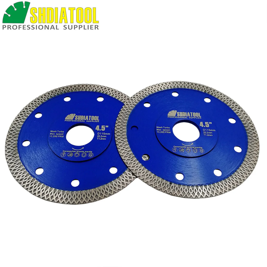 SHDIATOOL 2 шт. алмазный режущий диск с сеткой Turbo X пильный диск диаметром 4,5 дюйма/115 мм Алмазное Колесо для резки керамической фарфоровой плитки мрамора