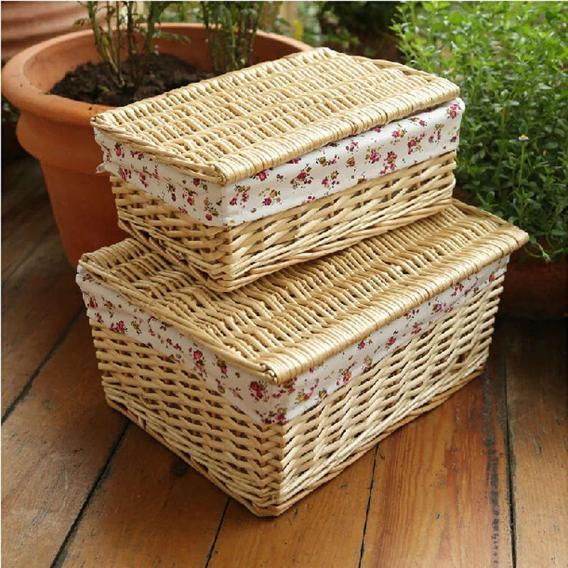 Большие домашние декоративные коричневые и белые плетеные корзины для хранения для организации стола плетеные корзины для белья