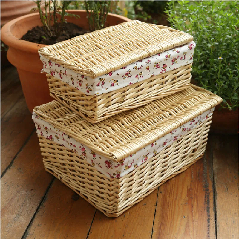 Us 34 99 50 Off Large Home Decorative Brown White Storage Wicker Basket For Table Organization Neatening Wicker Laundry Baskets For Clothes In