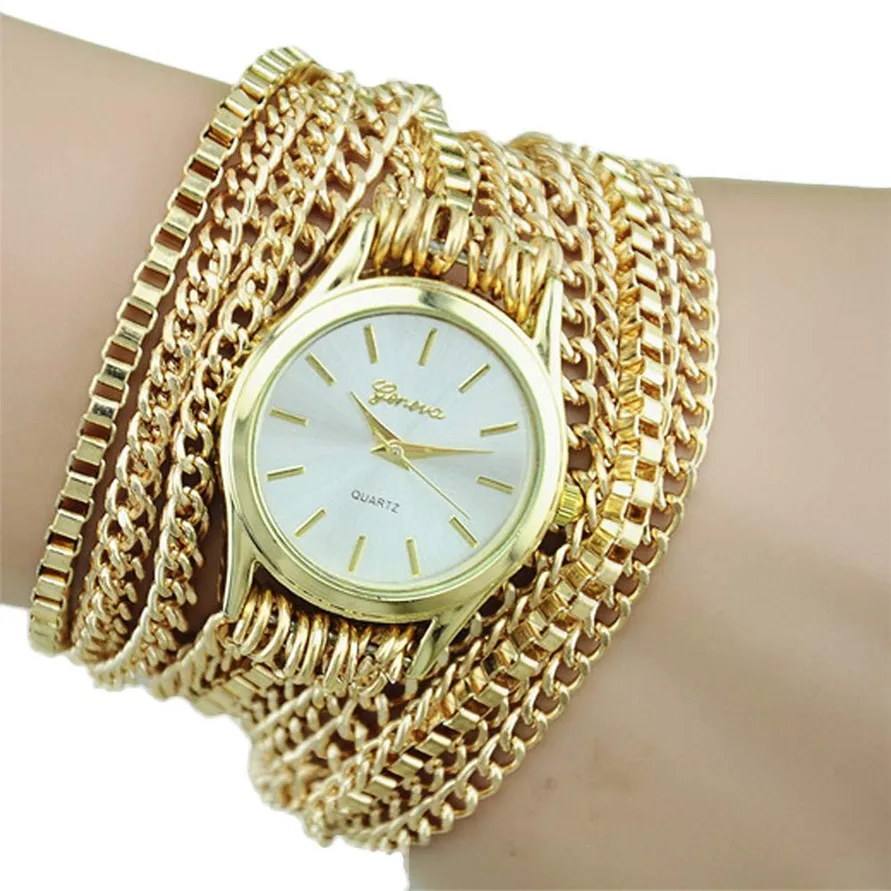 Willby Womens Fashion Gold Chain Bracelet Geneva Quartz Wrist Watch 161229 Drop Shippingin