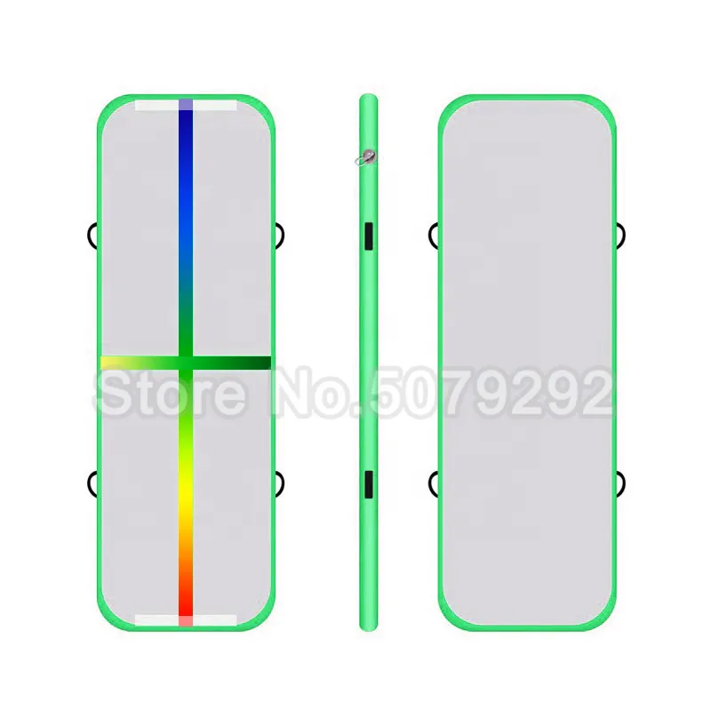 Большой Размеры 6/7/8 м надувной спортивный мат с фабрики надувной акробатика коврик трек с воздушным насосом DWF прыгающий коврик выполненный по индивидуальному заказу - Цвет: green rainbow line