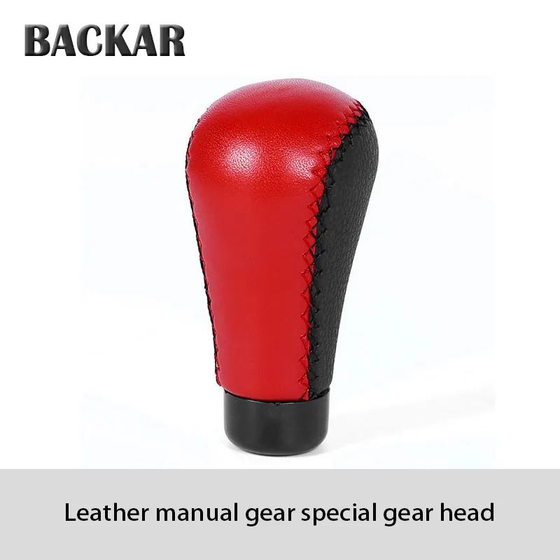 

BACKAR Universal Auto Car Gear Shift Knob Leather Accessories For Mitsubishi lancer Peugeot 206 307 308 207 2008 BMW F30 F10 E30
