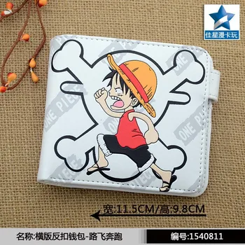 

White Anime One Piece Horizontal Wallet/Monky D Luffy Short Purse With Button