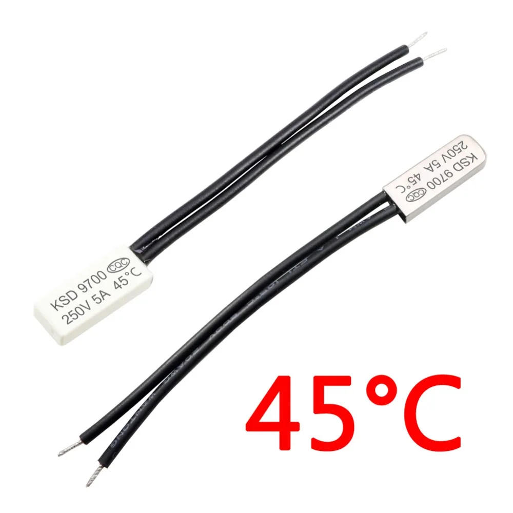 KSD9700 250V 5A Plastic/Metal Case Temperature Switch N/C Thermostat Thermal Protector 45 Degree