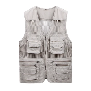 

2020 men's spring and summer thin mesh gauze mesh multi-pocket vest
