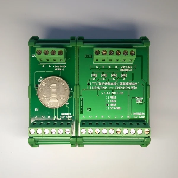 

2 or 4 channel differential to single-ended collector TTL HTL NPN PNP signal converter module for servo encoder PLC 2MHz
