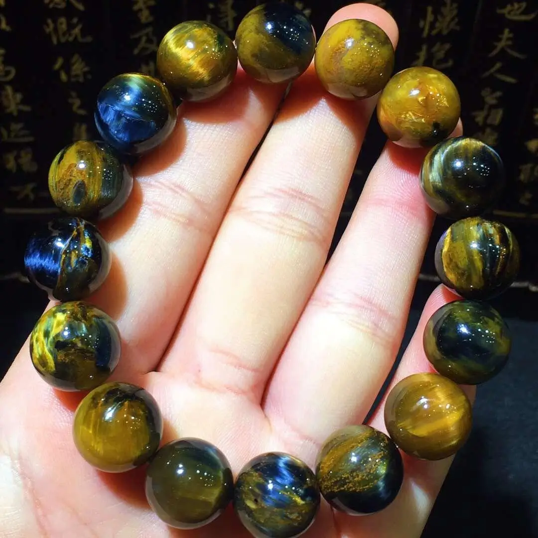 

Natural 100% Namibia Pietersite Blue Yellow Beads Gemstone Round Bead Bracelets Man Women AAAAA Drop Shipping 13mm