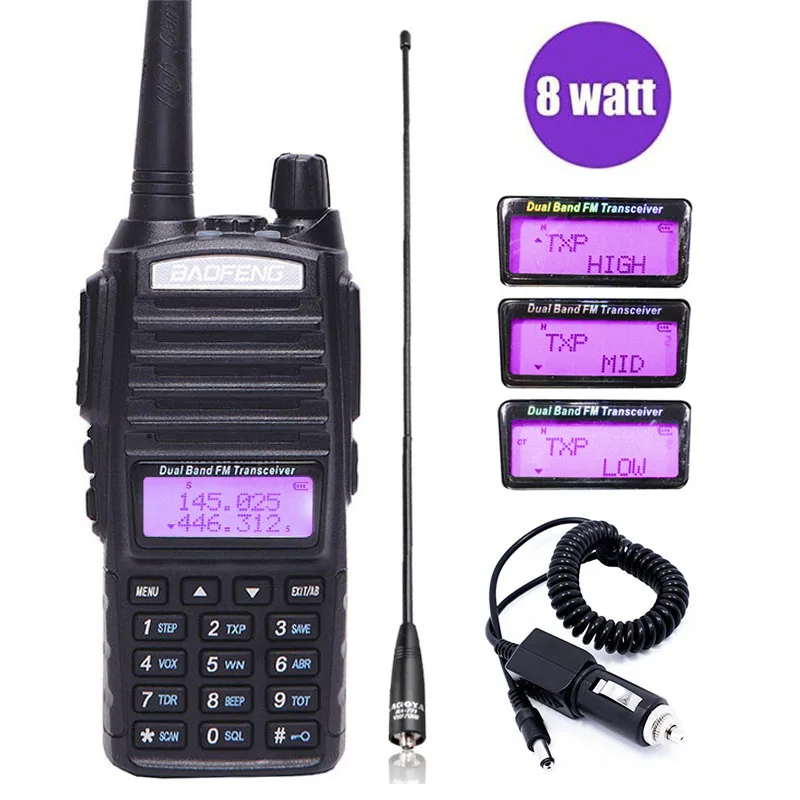 

Baofeng UV-82 plus 8W powerful Walkie Talkie High Power 8watts Portable Radio VHF/UHF 10km long range Two Way CB Radio UV82