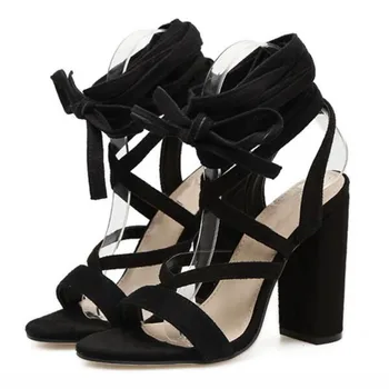 

Zapatos Mujer High Heels Sexy Chunky Women Sandals Pumps Ladies Summer Shoes Woman Wedding Chaussure Femme Lace Up P161668