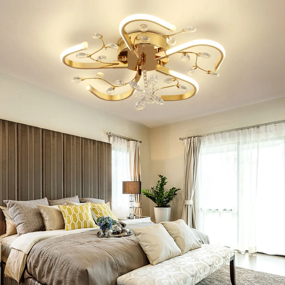

Nordic Luxury Crystal Chandelier and Ceiling LED Bedroom Ceiling Lamp Minimalism Art Indoor Lighting Living Roon Fixtures Lights