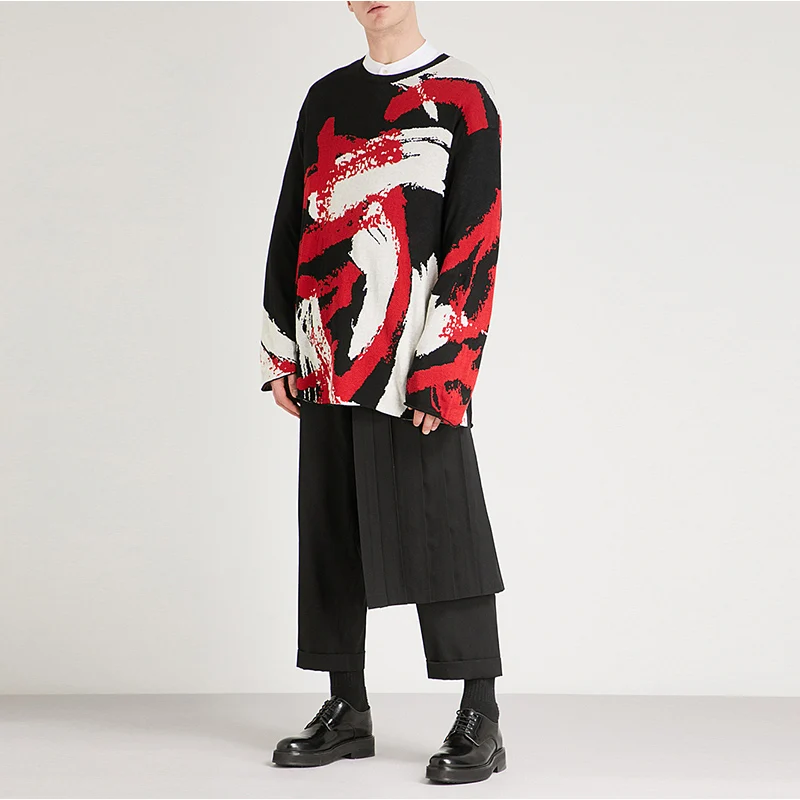 Double men's trouser skirt pants and nine-point tapered bobbin trousers, deconstructed vertical cut  spring pants.  S-9XL!!