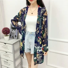 Lady Chiffon beach cape Casual Tunic Floral Print Otransparente Boho Cardigan Women Summer long Sleeve Kimono 2019 Plus Size Top Lady Chiffon beach cape Casual Tunic Floral Print Otransparente Boho Cardigan Women Summer long Sleeve Kimono 2019 Plus Size Top