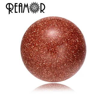 

REAMOR Red Sandstone Natural Stone Spacer Beads Round Gems Loose Small Hole Beads Charms For Bracelet Jewelry Making Wholesale