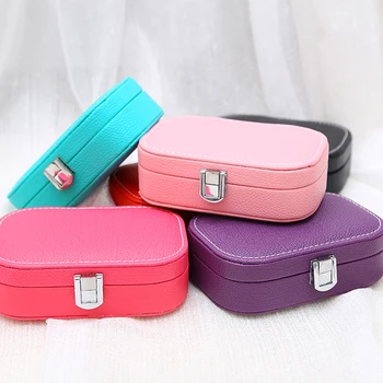 

Small Faux Leather Travel Jewelry Storage Box Wedding Earring Ring Holder