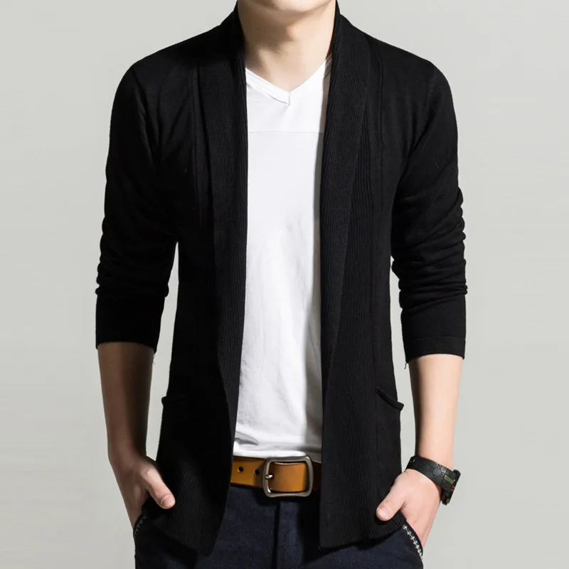 European Style Men's Knitted Sweater Black Grey Blue v