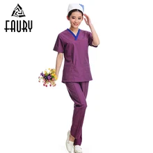 Доктор униформа для медсестер медицинская одежда аптека скраб набор одежды v-образным вырезом летняя Спецодежда с коротким рукавом пальто костюмы