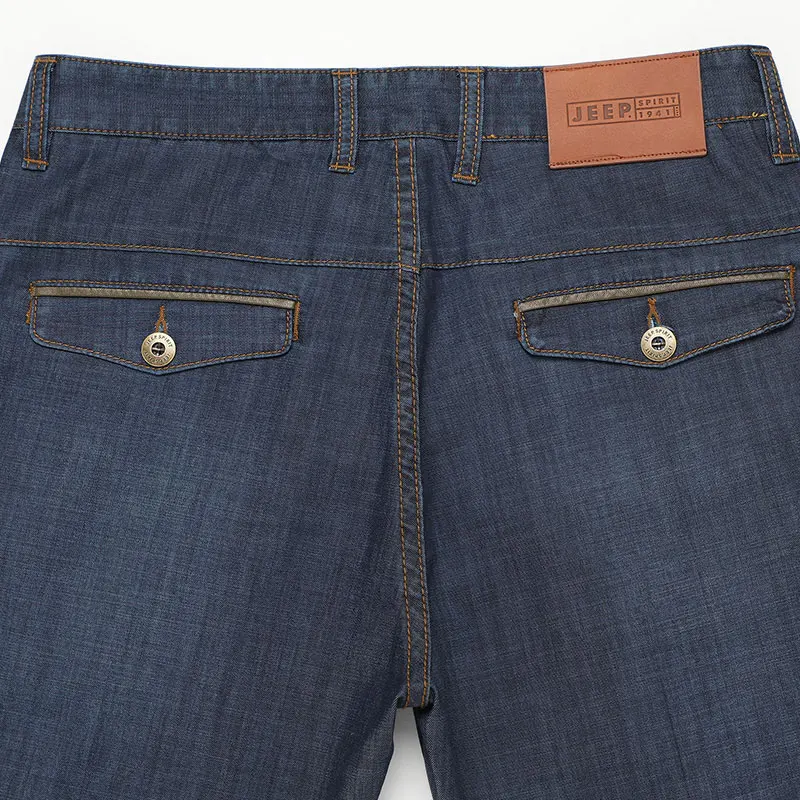 Spring Summer JEEP Brand Cotton Jeans Elastic Men's Casual Full Length Retro Jeans Cotton Pants Fashion Lightweight Trousers 44 (3)