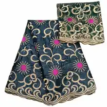 Африканская кружевная ткань Shadda Bazin Riche ткань с вышивкой 5 ярдов Bazin Riche Getzner с 2 ярдом тюлевым кружевом для женского платья