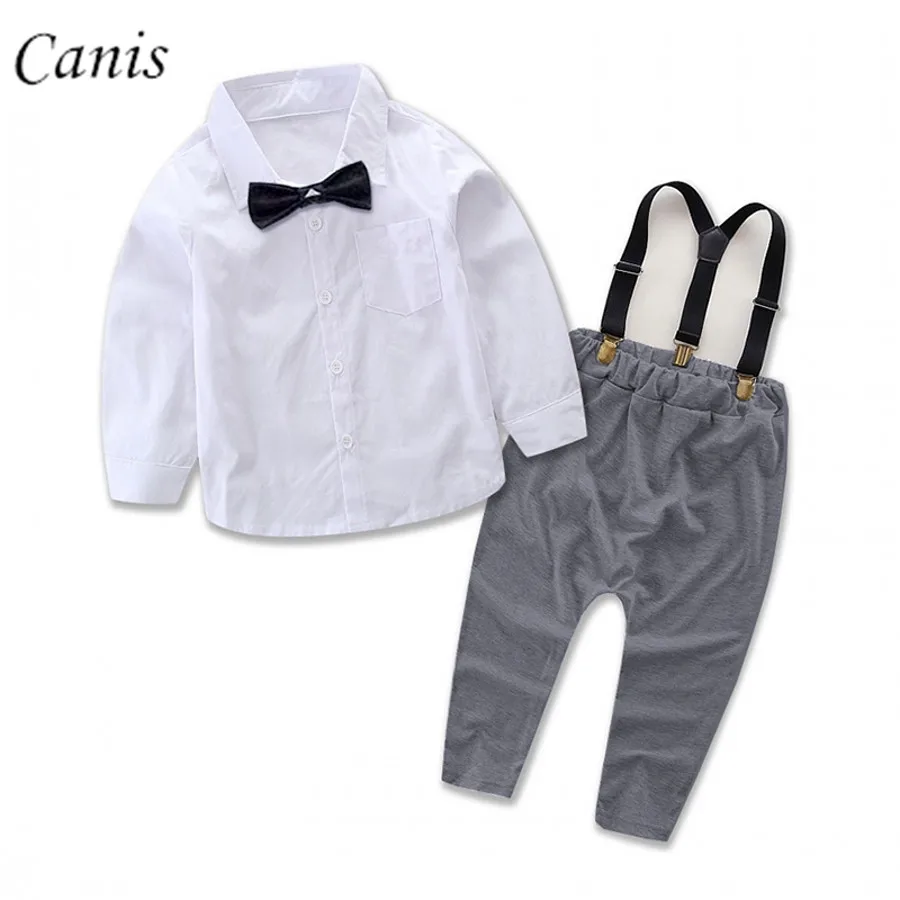 2PCS Newborn Infant Toddler Kids Baby Boy Gentle Man Clothes Set White