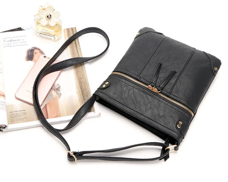 MJ Women Messenger Bags Casual PU Leather Crossbody Bag Brand Design Lady's Over-the-Shoulder Bucket Bag Solid Bolsa Feminina (24)