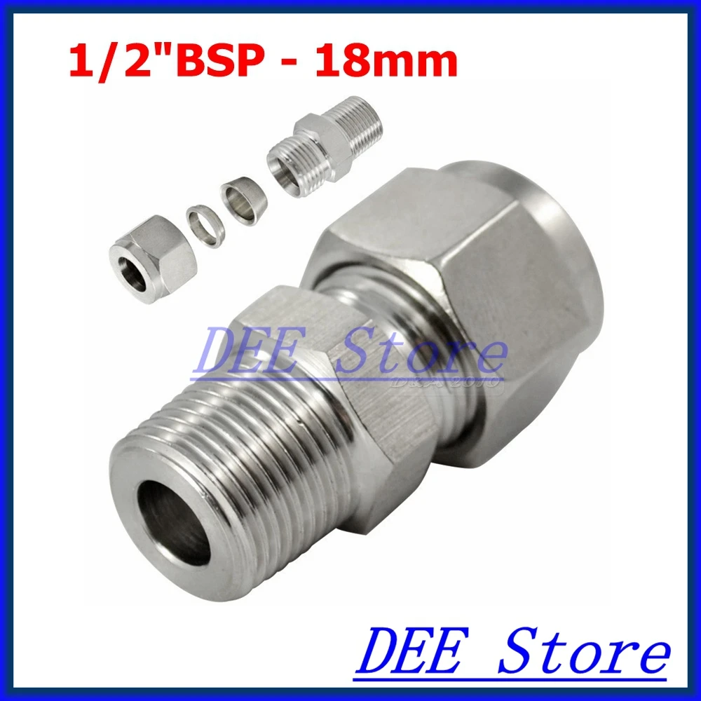 2 шт. 1/2 &quotBSP x 18 мм ID двойной наконечник трубы фитинги резьбовой разъем из