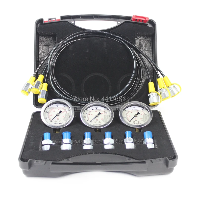 Excavator Hydraulic Pressure Test Kit, Hydraulic Pressure Gauge, Pressure Diagnostic Tool 2 year warranty