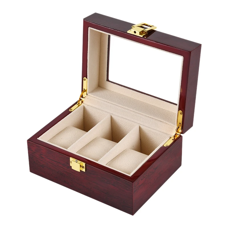 

NEW-3-Slot Wooden Watch Watch Box Rectangular Storage Box For Expensive Watch Display Series 3G