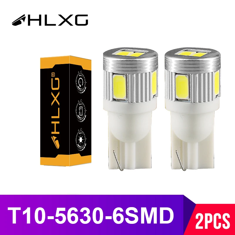 

HLXG 2pcs 5630-6SM T10 LED W5W Wedge 194 168 2825 Turn Signal Clearance Lights Side Indicator Backup Reverse Light Lamp auto 12V