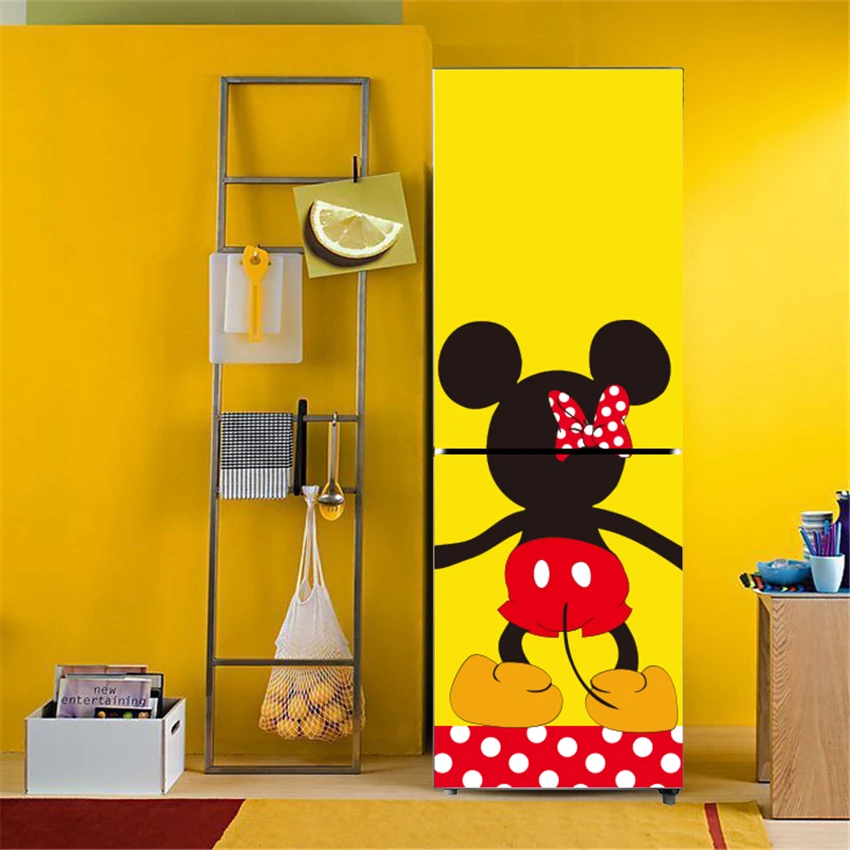 

Mickey Mignon Cartoon Art Home Decor Adhesive PVC Removable Waterproof Decals Refrigerator Cover Door DIY wall stickers BX06