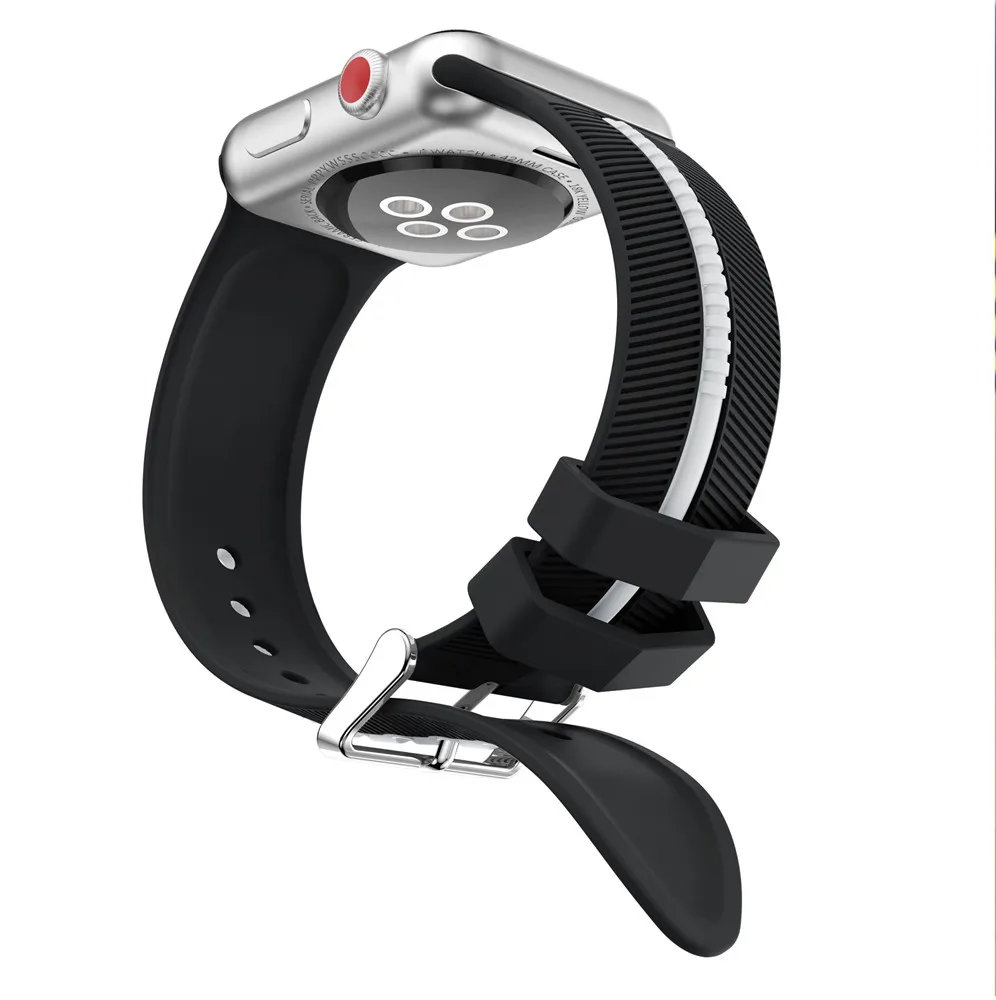 Спортивный мягкий силиконовый ремешок для Apple Watch, серия 1, 2, 3, 4, 38 мм, 42, 44, 40 мм, сменный Браслет, ремешок для часов, Новинка