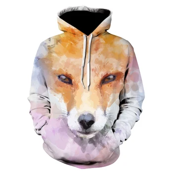 

New Fashion 3d Print Fox/wolf/lion Design Hoodies Stylish Drawstring Pullover Sweatshirts Oversized Couple Coats drop ship