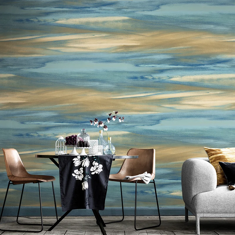 

Modern Abstract Wall Papers Home Decor Blue Green Purple Wave Wallpaper Roll Bedroom Living Room Wallpaper Roll