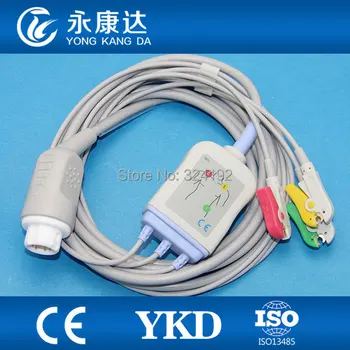 

One Piece 12 Pin ECG EKG Cable with 3 Leadwire,IEC,Clip for MP 20/60