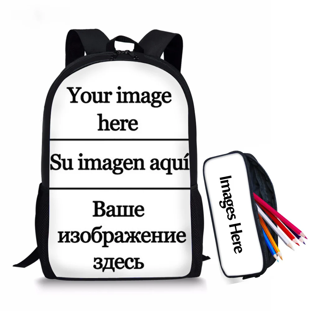 FORUDESIGNS/комплект школьных сумок для девочек-подростков с мультяшными принтами, ортопедический детский школьный ранец с изображением мультяшных геров, детские школьные сумки Kawaii - Цвет: C-K print your image