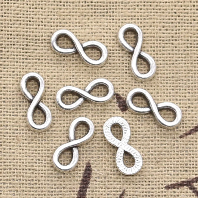 50pcs Charms Infinity Link Symbol Connectors 12x5mm Antique Bronze Silver Color Pendants DIY Making Findings Tibetan Jewelry Antique Silver Plated