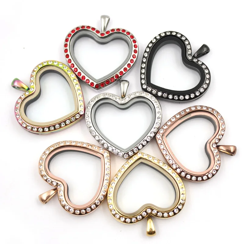 

316L stainless steel heart shape floating locket charms memory Lockets