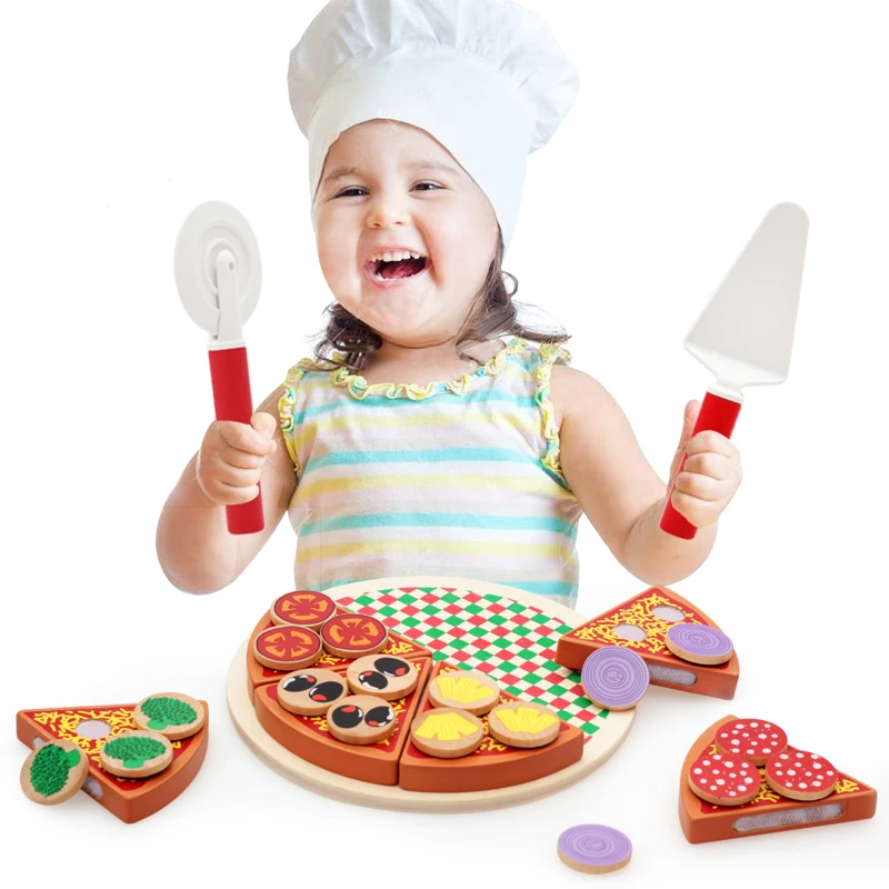 Children play toy wooden food pizza cake kindergarten toys toysin