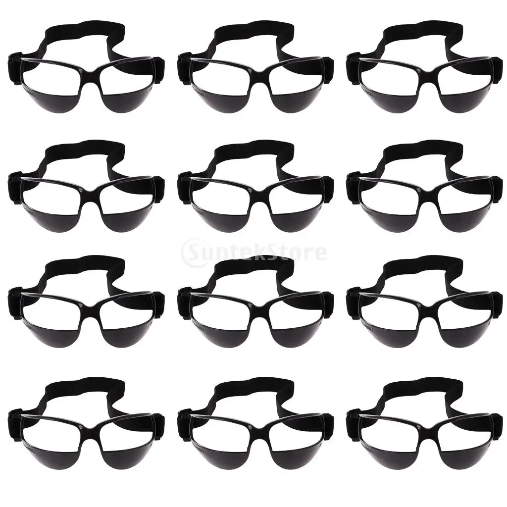 12 Pieces/Set Anti Down Basketball Glasses Frame Sports Eyewear Professional Basketball Training Supplies Black