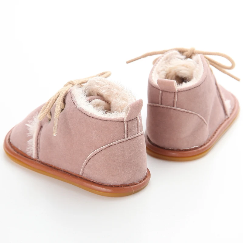 0-18 м новорожденная девочка Младенцы ботиночки меховые сапоги Зимняя Теплая обувь противоскользящие кроссовки для малышей