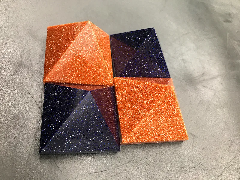 Natural Quartz Crystal Gold Sand Stone Made By Hand Pyramid Healing