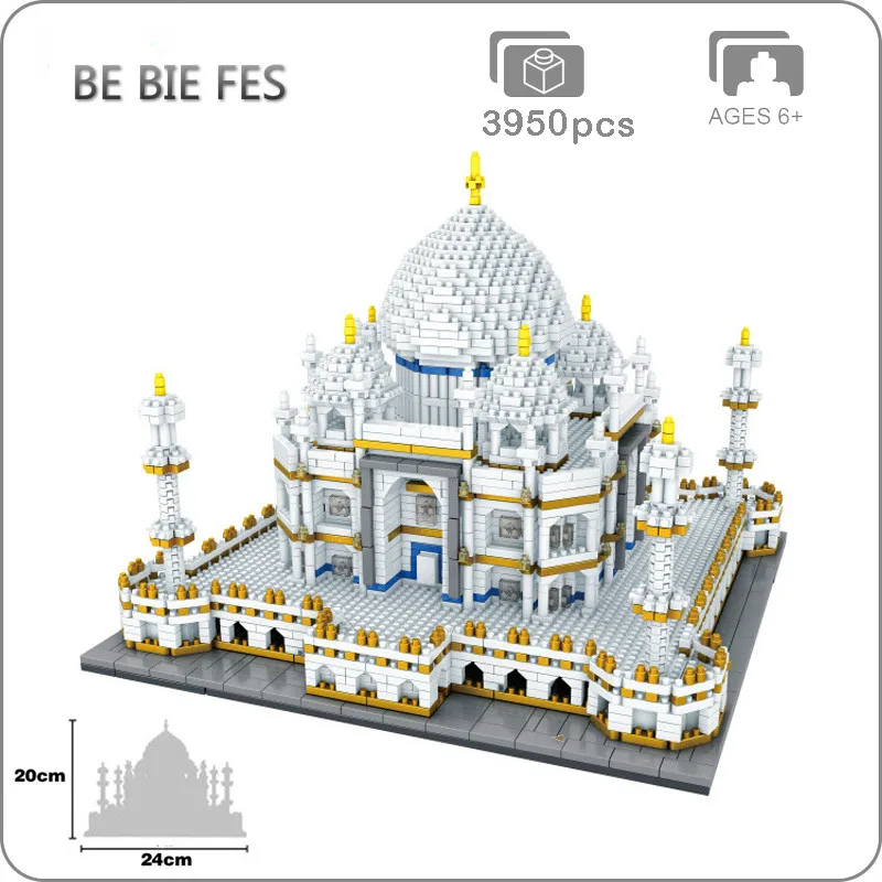 

World Famous Architecture India Taj Mahal Palace 3D Model Diamond Mini DIY 3950 PCS Micro Building Nano Blocks Bricks Toy no Box