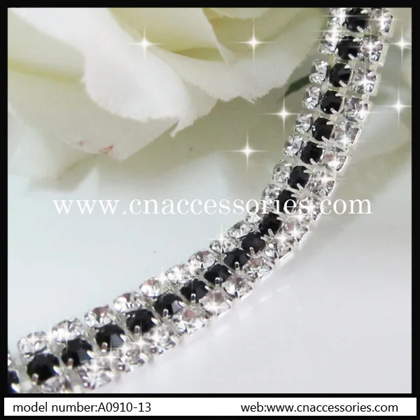 

clear and black fancy mix color decorative rhinestones chain,1yard/lot.3 rows ss12 rhinestones cup chain